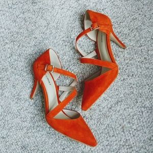 Shoemint Orange Strappy Pumps